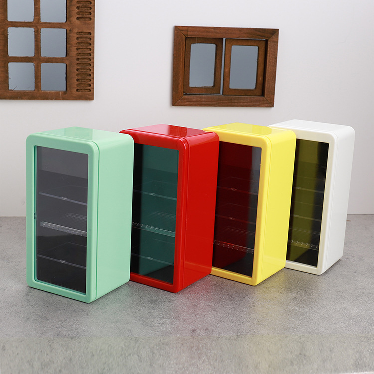 โมเดลจำลองตู้เย็นช่องแช่แข็งเรืองแสงขนาดเล็ก เครื่องใช้ในครัว บ้านตุ๊กตา เฟอร์นิเจอร์ ฉากตกแต่ง ของเล่นขนาดเล็ก