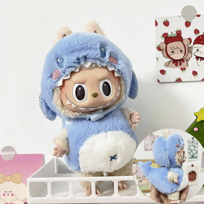 เสื้อผ้าชุดแต่งกายตุ๊กตาลาบูบู้Spot 17 cm labubu blind box ตุ๊กตาเปลี่ยนน่ารักการ์ตูนตุ๊กตาjumpsuitกระเป๋าหมวก