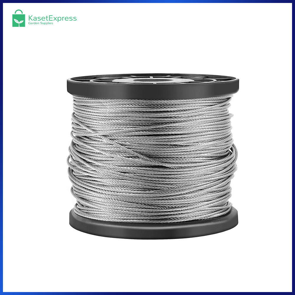 ลวดสลิง 1.5mm. 6x7 ไส้เชือก ยาว 100เมตร - สำหรับขึงรั้ง ตาข่ายกันนก อุปกรณ์ติดตั้งตาข่ายกันนก