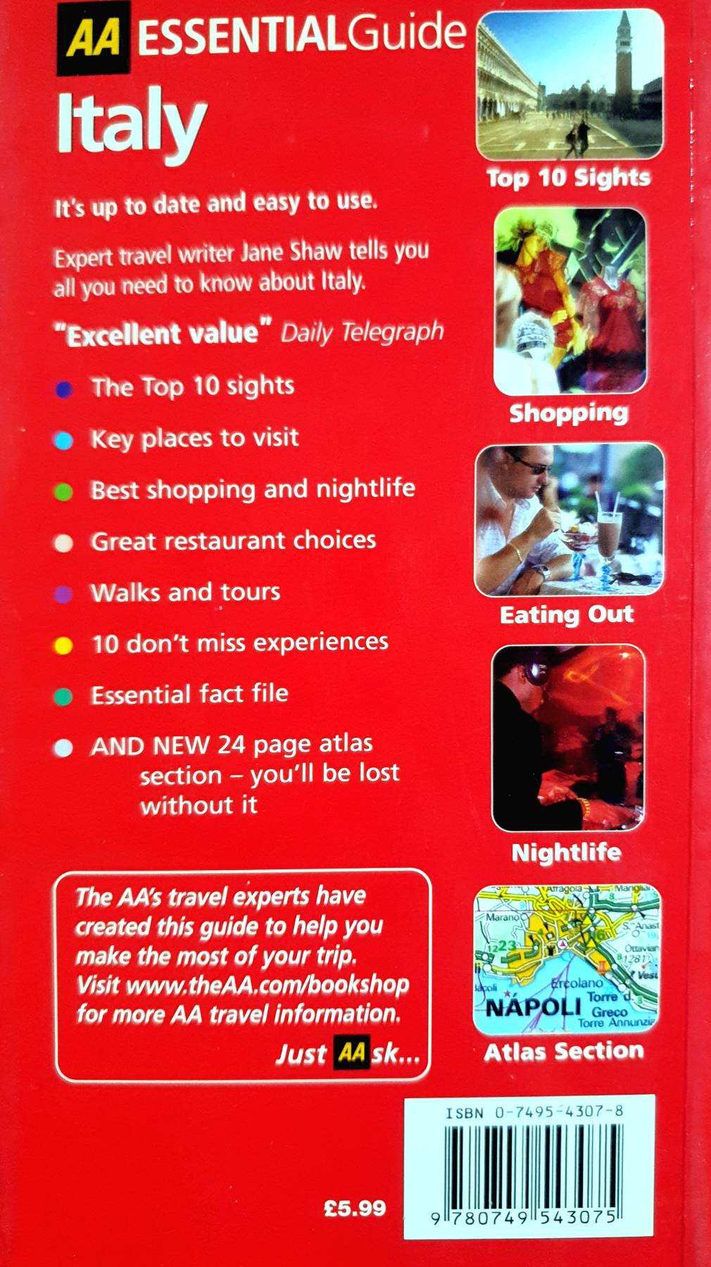 The AA Essential Italy (The AA Essential Guide) Paperback by Jane Shaw