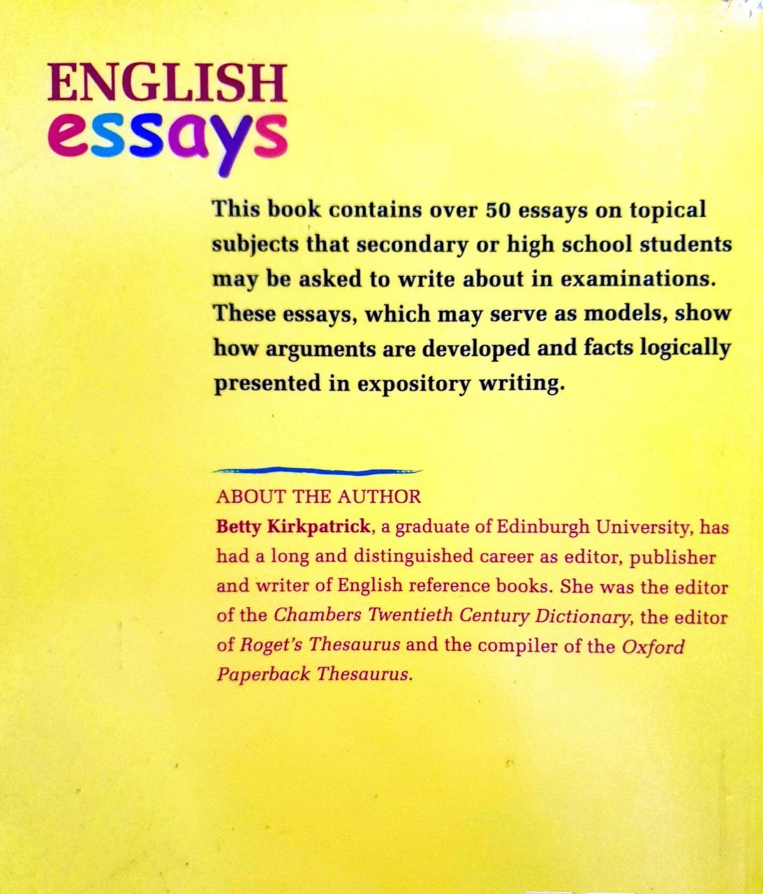 ENGLISH ESSAYS FOR SECONDARY STUDENTs : BETTY KIRKPATRICK