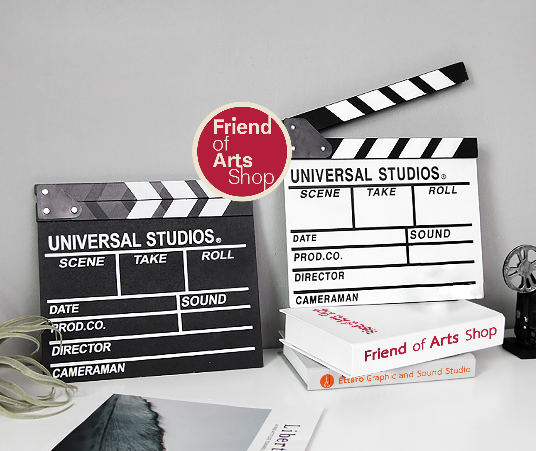 สเลท ฟิล์ม slate film (Clapboard) สีขาว ขนาด 27x30 cm