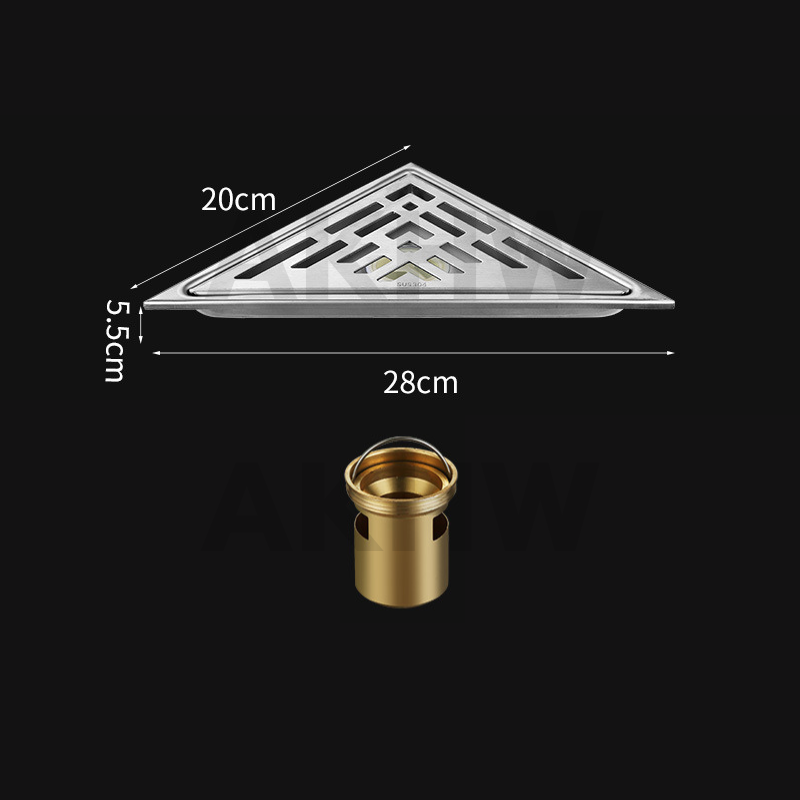ตะแกรงน้ำทิ้งสามเหลี่ยม KingsMan ขนาด 20x20x28cm วัสดุสแตนเลสแท้ SUS304 ไม่เป็นสนิม [ขายปลีก/ส่ง]