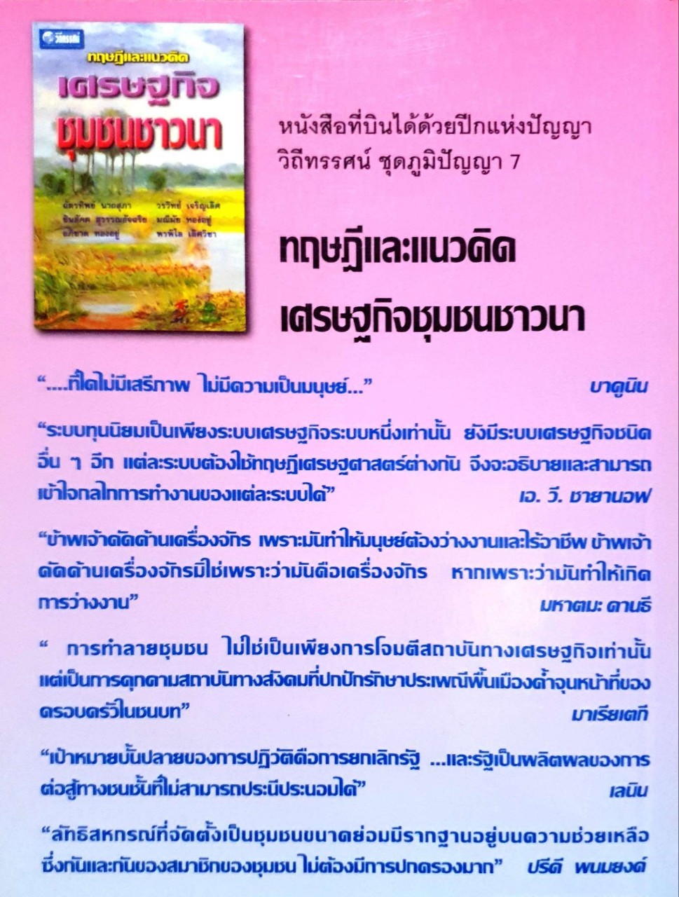 ทฤษฎีและแนวคิดเศรษฐกิจชุมชนชาวนา