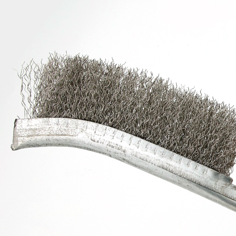 แปรงลวดปลายโค้ง ขนสแตนเลส/ชุบทองเหลือง ด้ามแดงPVC [ขายส่ง]