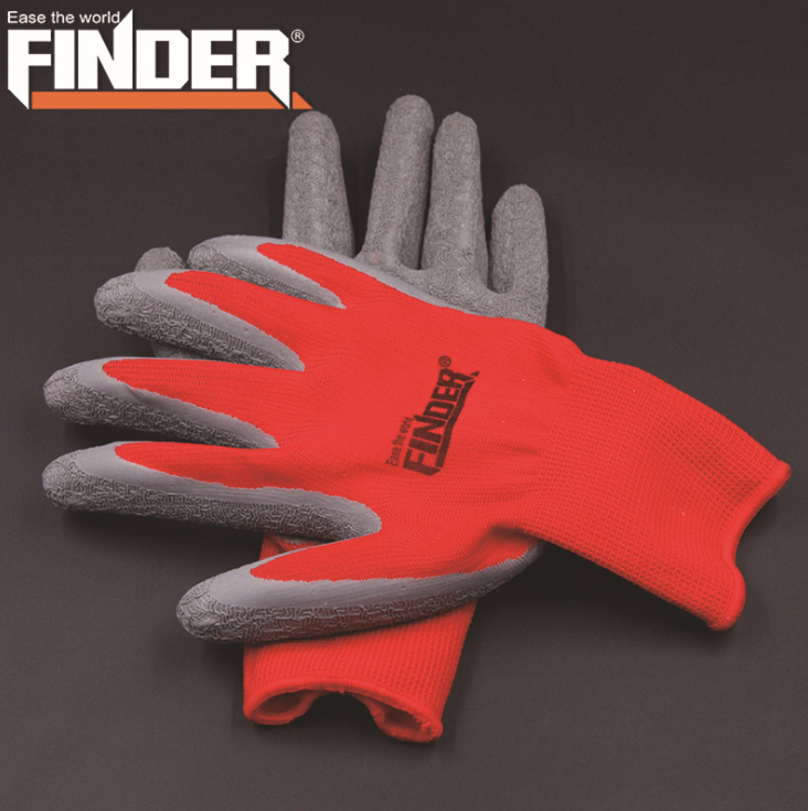 ถุงมือผ้าเคลือบยาง FINDER ของแท้ สีเทา-แดง กันลื่น กันหนาม กันบาด ป้องกันอาการการเจ็บมือ [ขายส่ง]