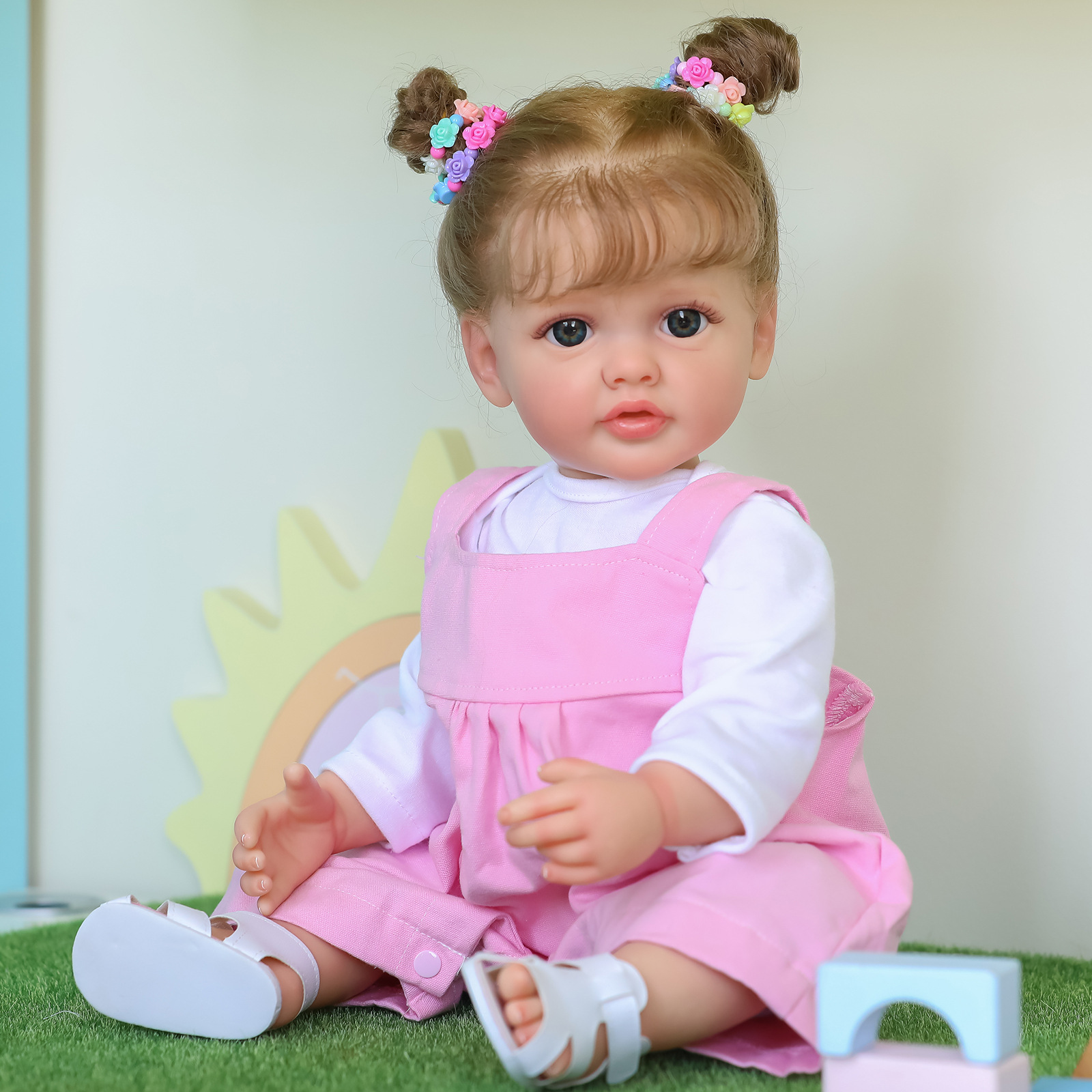 ตุ๊กตาแบรนด์NPK สูงรุ่น 3D ผิวหลอดเลือดที่มองเห็นได้ 55 ซม.กาว Reborn ตุ๊กตา Betty