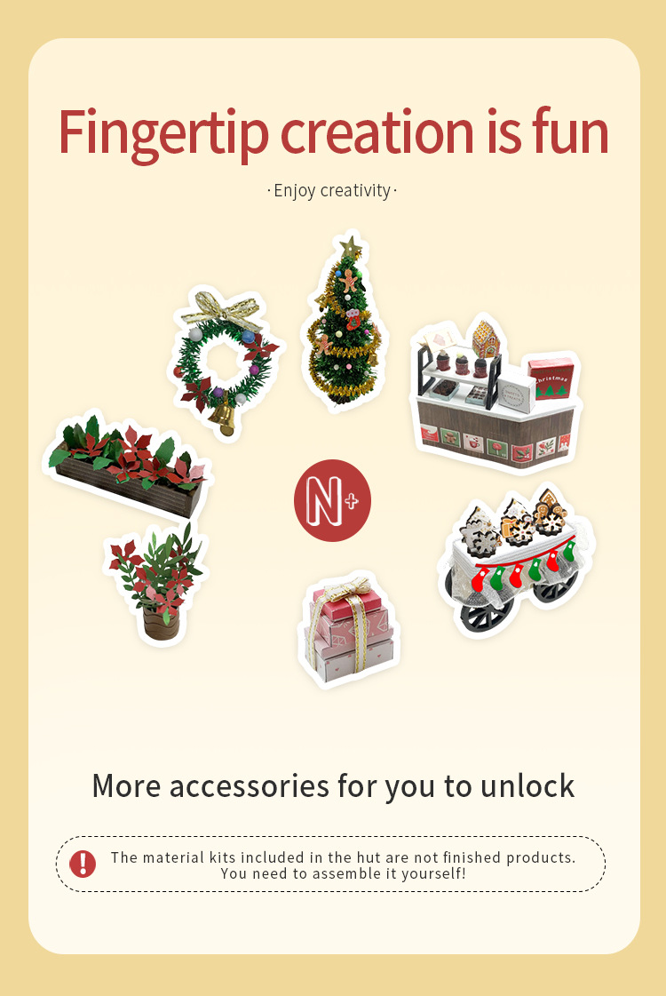 กระท่อม DIY ของ Hongda กระท่อมคริสต์มาสที่ประกอบด้วยมือแบบจำลองวิลล่าสร้างสรรค์ของขวัญคริสต์มาสของขวัญวันเกิดสำหรับคนพิเศษ