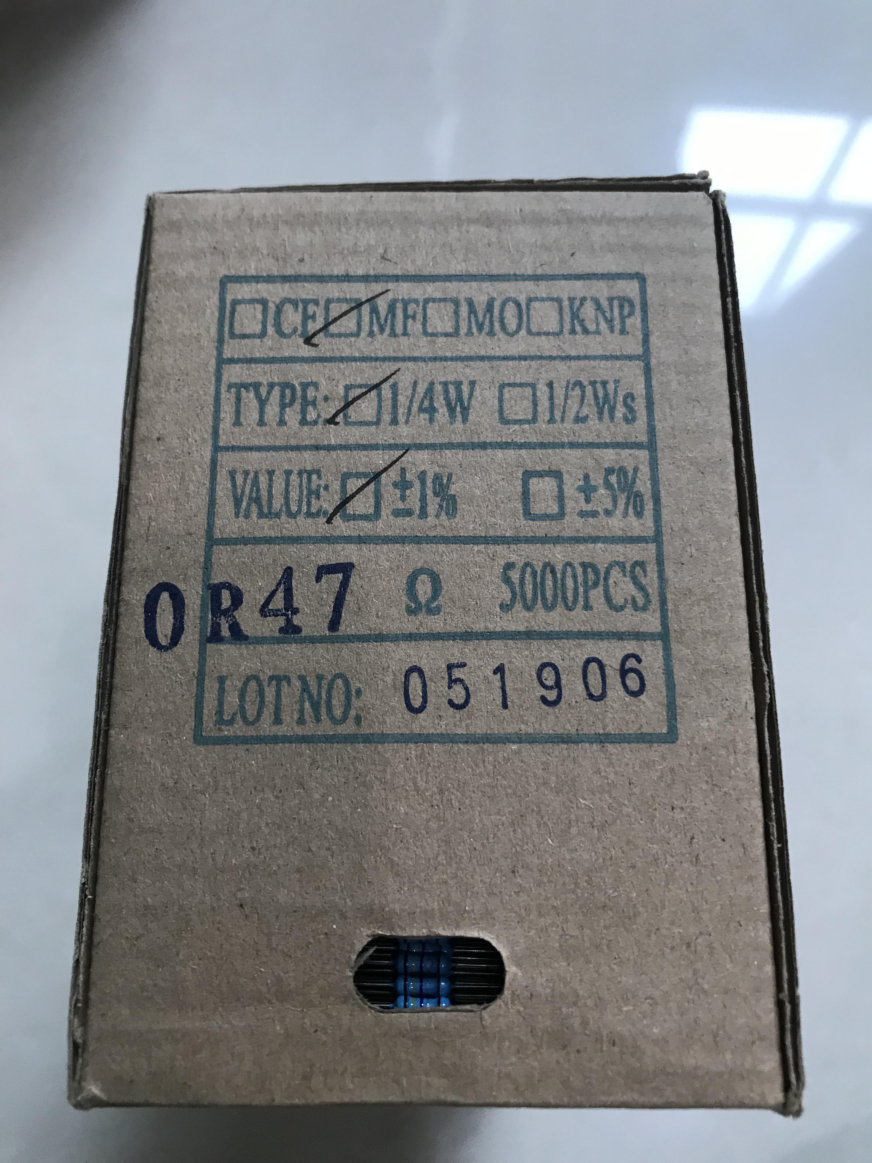 0.47R 1/4W 金属膜Metal Film 1% (1ชุดมี100ตัว)