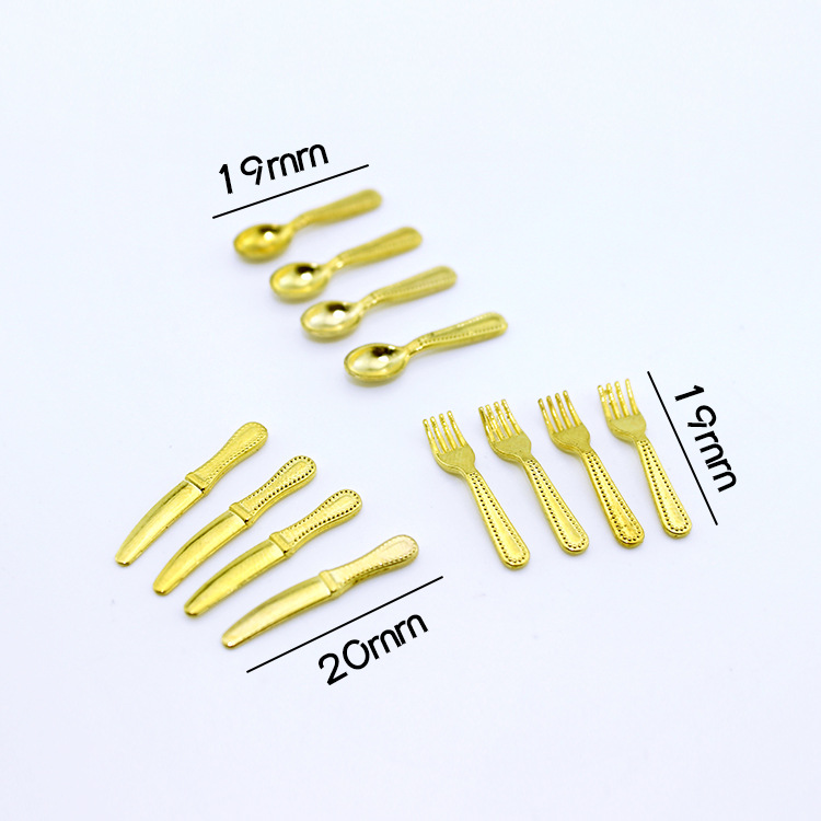 ช้อนจิ๋วอาหารของเล่นฉากรุ่น ob11 เด็กอุปกรณ์เสริม House MINI รูปแบบโลหะ Western Tableware สำหรับสะสมเท่านั้น