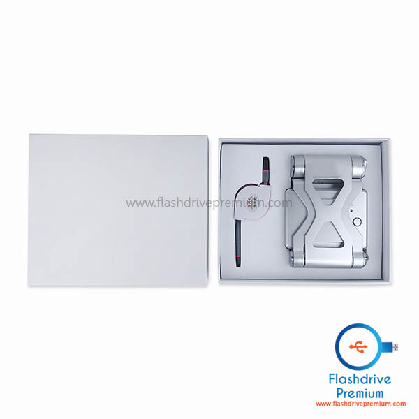 Gift Set พรีเมี่ยมไอที 2 ชิ้น (สาย USB +พาวเวอร์แบงค์พร้อมแท่นชาร์จโทรศัพท์)