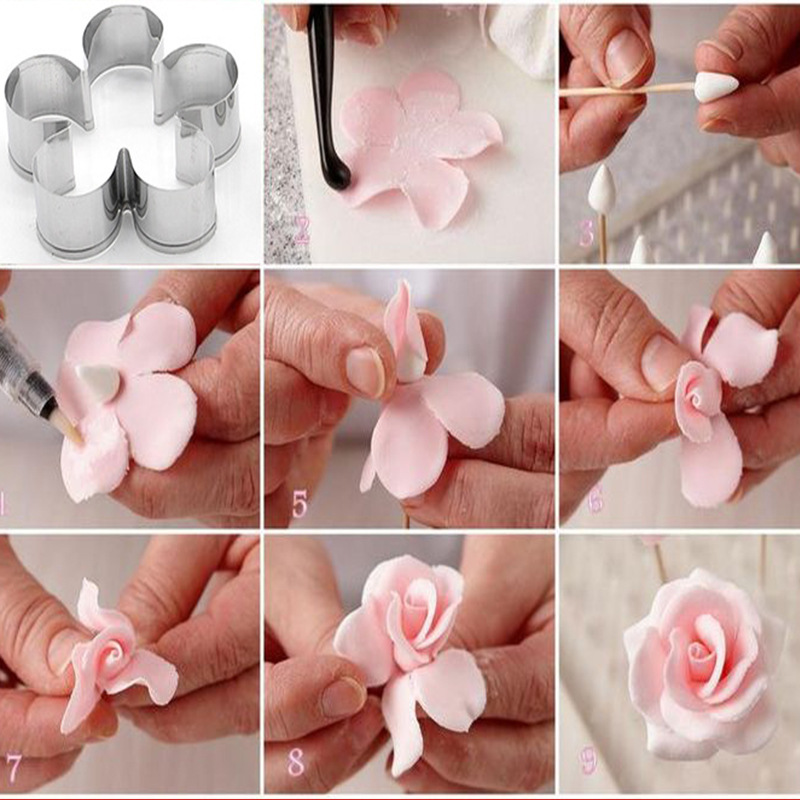 แม่พิมพ์ดอกกุหลาบสำหรับนักปั้นดินดอกไม้ A 369 Rose PEtal cutters setสแตนเลสน้ำตาลดอกไม้ตัดแม่พิมพ์เค้กDIYเครื่องมือกลีบกุหลาบแม่พิมพ์ตัดแม่พิมพ์3ชิ้น