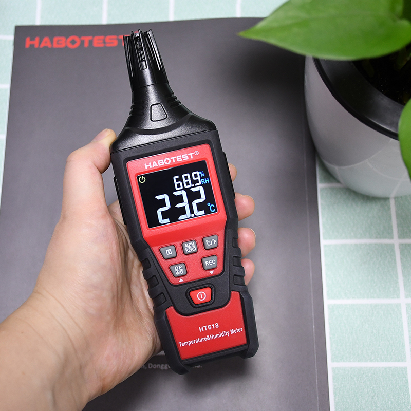 HT618 Digital Thermo Hygrometer , Temperature Humidity Meter With LCD Display