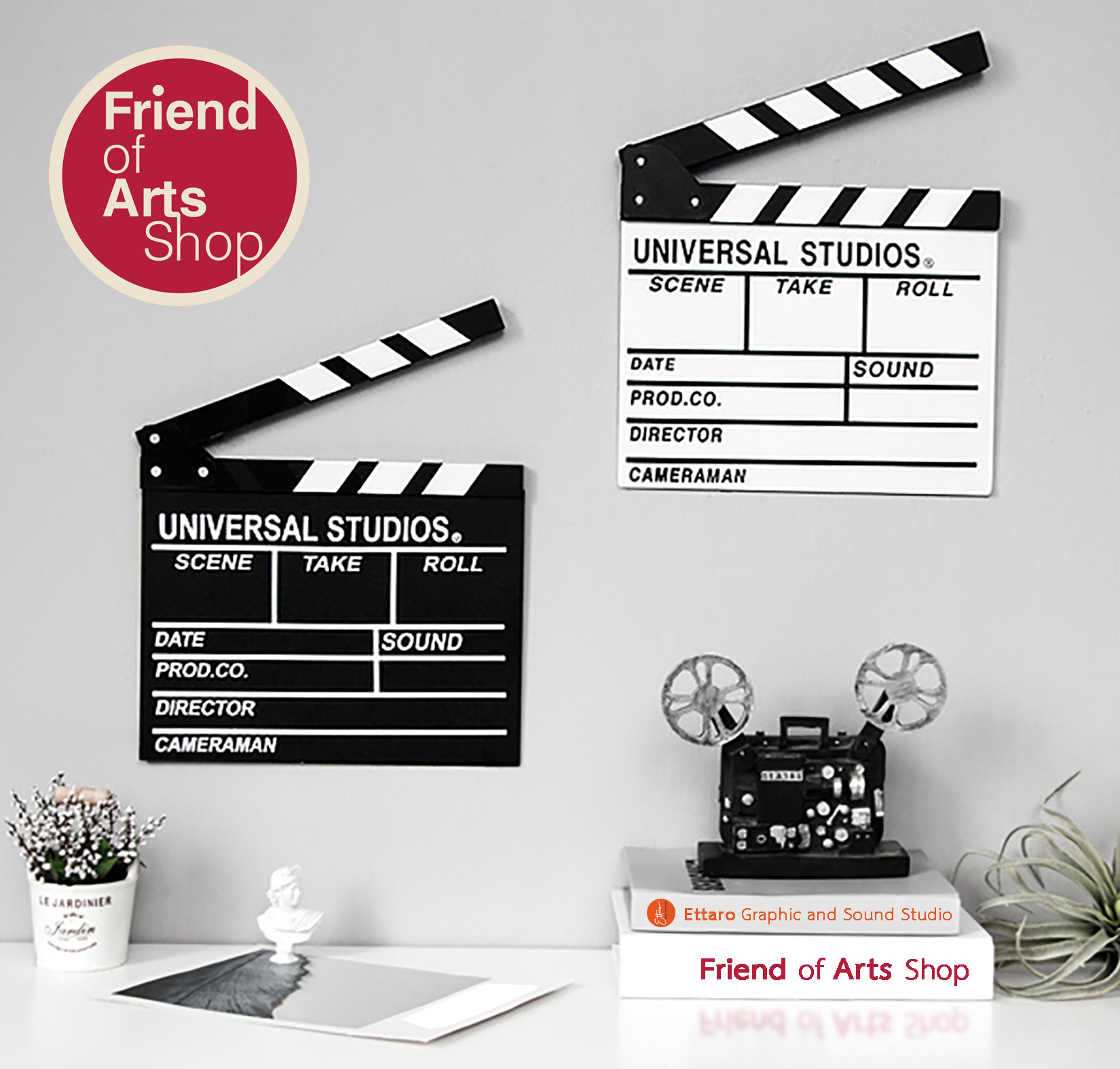 สเลท ฟิล์ม slate film (Clapboard) สีขาว ขนาด 27x30 cm