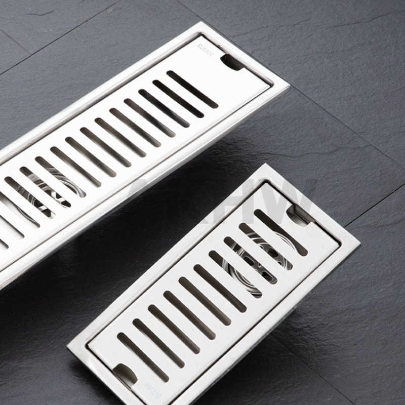 ตะแกรงน้ำทิ้งแบบยาว ลายเซาะร่อง KingsMan วัสดุสแตนเลสแท้ SUS304 ทนทาน ไม่เป็นสนิม [ขายปลีก/ส่ง]