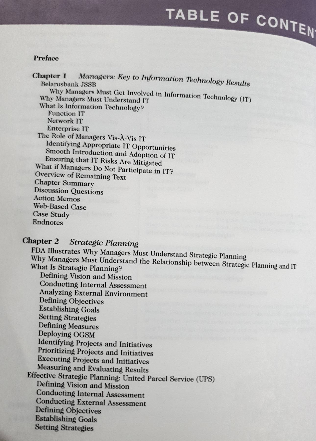INTERNATIONAL EDITION INFORMATION TECHNOLOGY for MANAGERS GEORGE W. REYNOLDS