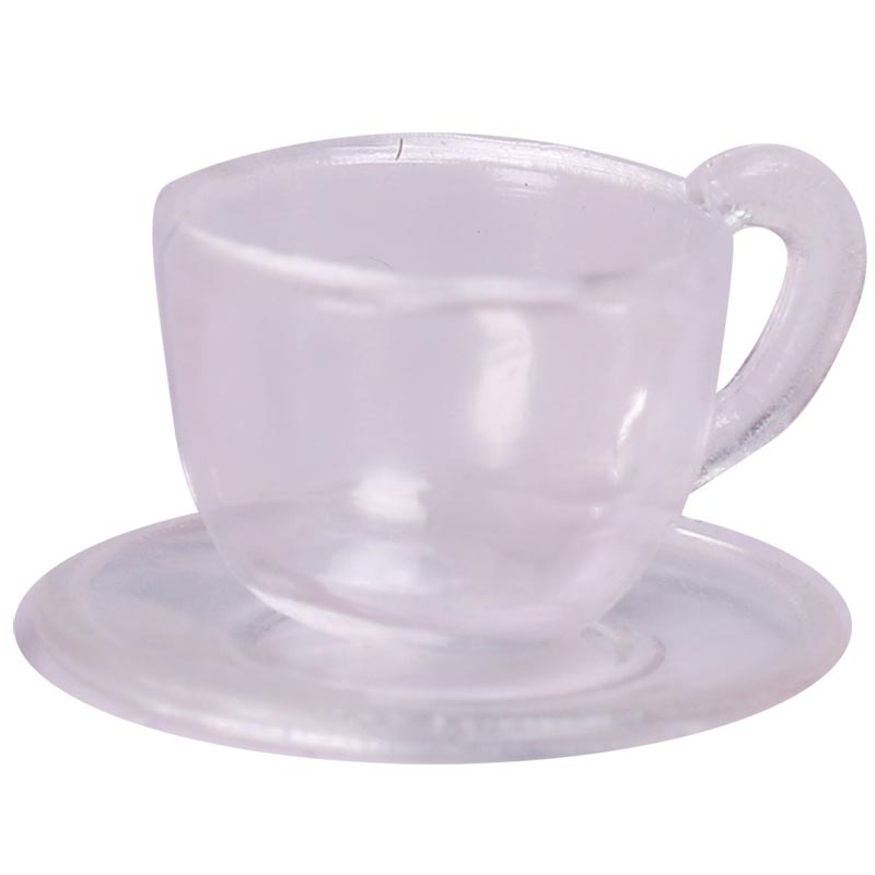 ชุดแก้วจิ๋วพร้อมจานใสจิ๋วminiatureทำจากพลาสติกเหมาะสำหรับสะสมและตกแต่งร้านอาหารจิ๋วจำลองจากดินปั้นจิ๋ว