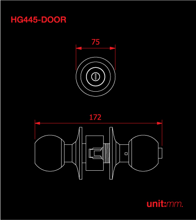 กุญแจลูกบิดห้องน้ำ/Hoy/กลมด้าน/HG445-BK