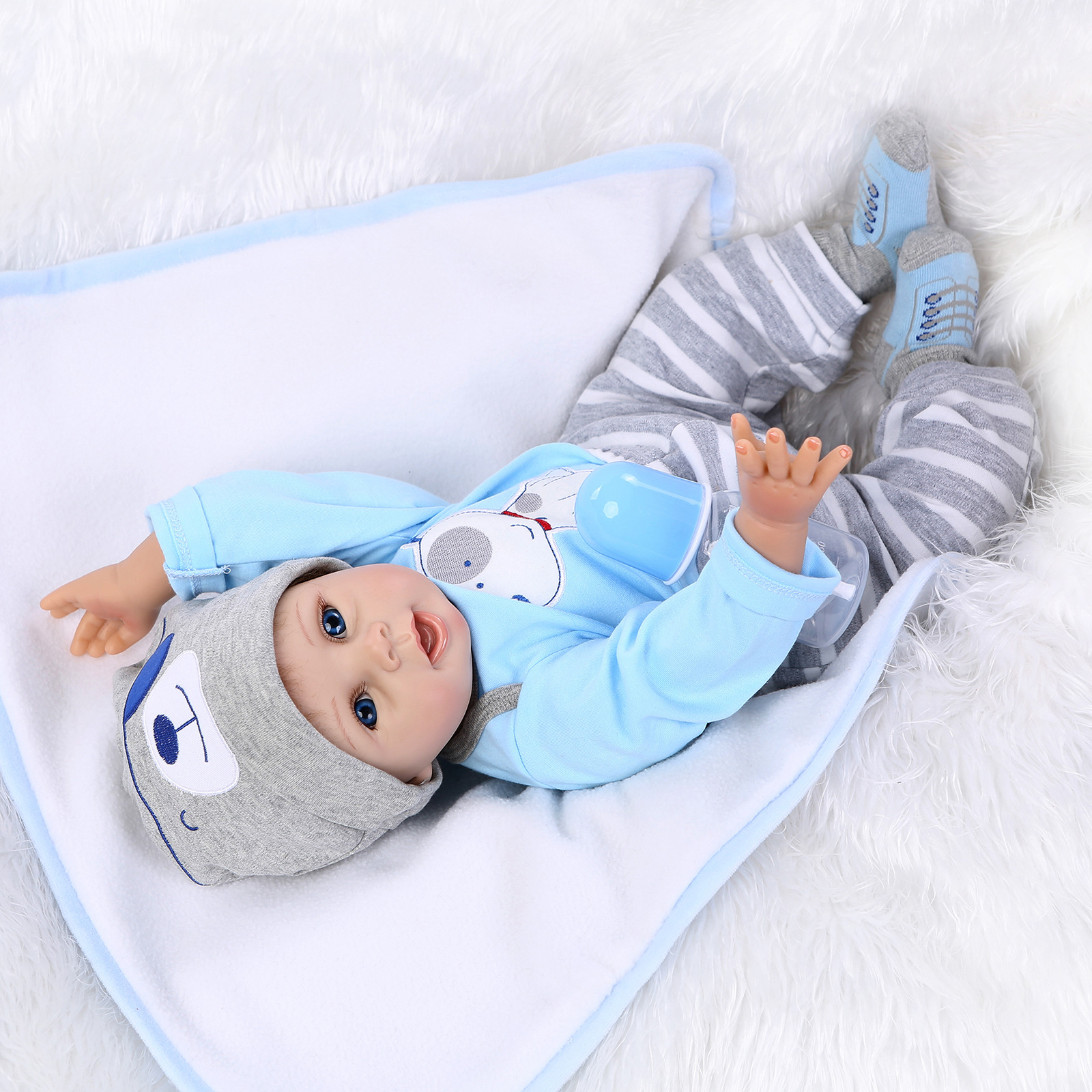 ตุ๊กตาจำลองรีบอร์นดอลล์จำลองเสมือนจริงเด็กชายแรกเกิด Blue boy Doll reborn NPK สำหรับเป็นของขวัญและของเล่นสำหรับเด็กผู้หญิง