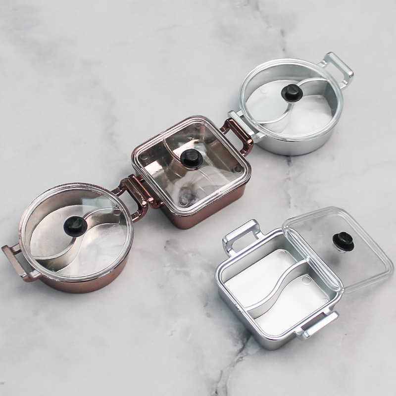 หม้อไฟจิ๋วหม้อไฟชาบูหม่าล่าพลาสติก PVC electroplated กระติกน้ำร้อนขนาดเล็ก DIY ครีมกาวอาหารและ Play อุปกรณ์เสริม Play House ของเล่น