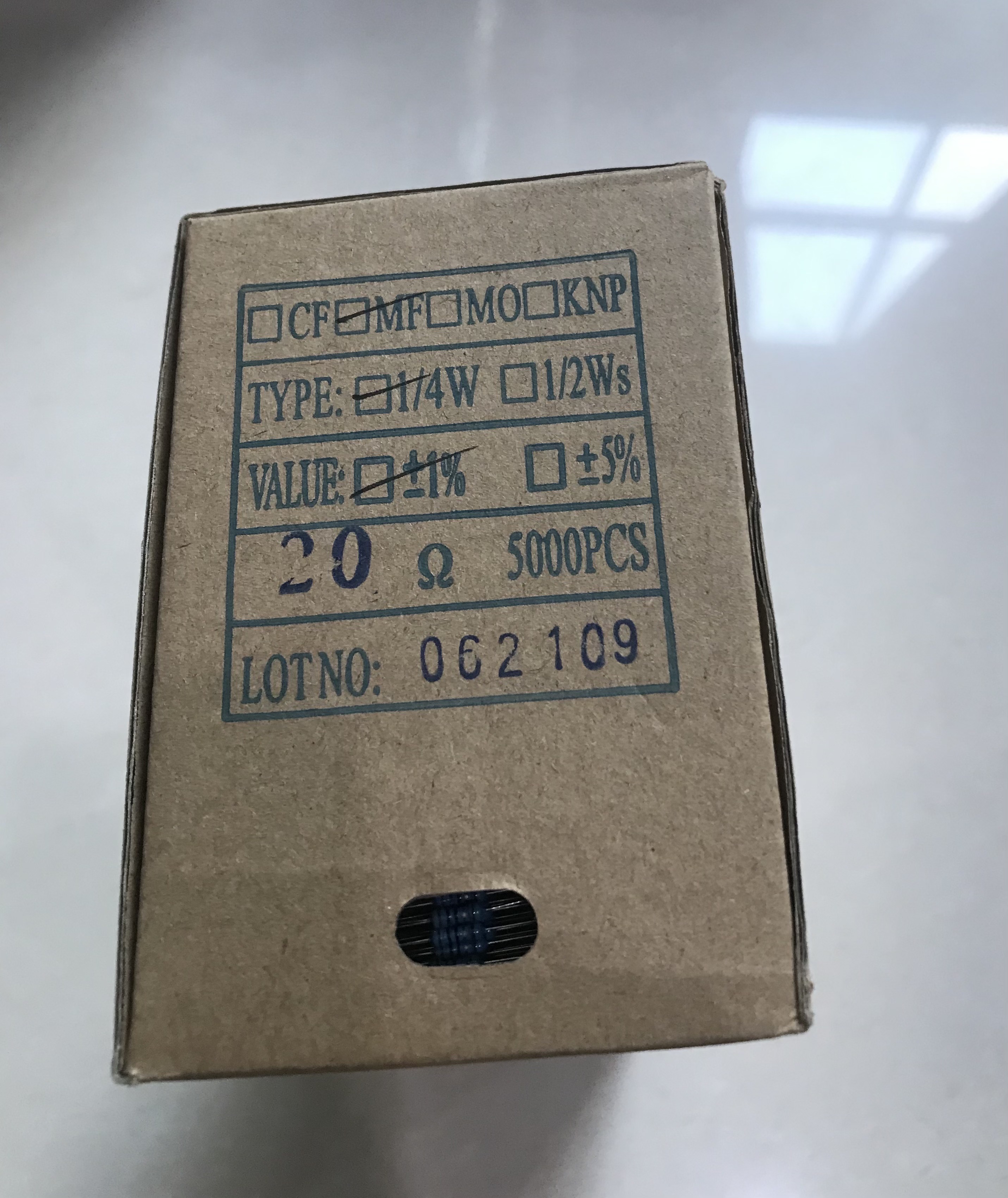 20R 1/4W 金属膜Metal Film 1% (1ชุดมี100ตัว)