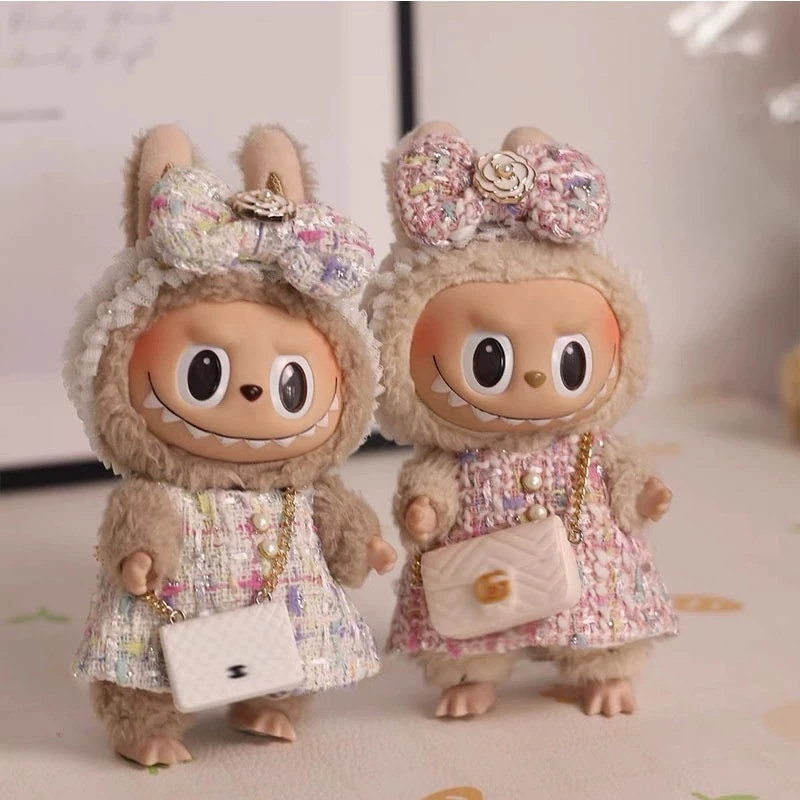 เสื้อผ้าชุดแต่งกายตุ๊กตาลาบูบู้Spot 17 cm labubu blind box ตุ๊กตาเปลี่ยนน่ารักการ์ตูนตุ๊กตาjumpsuitกระเป๋าหมวก