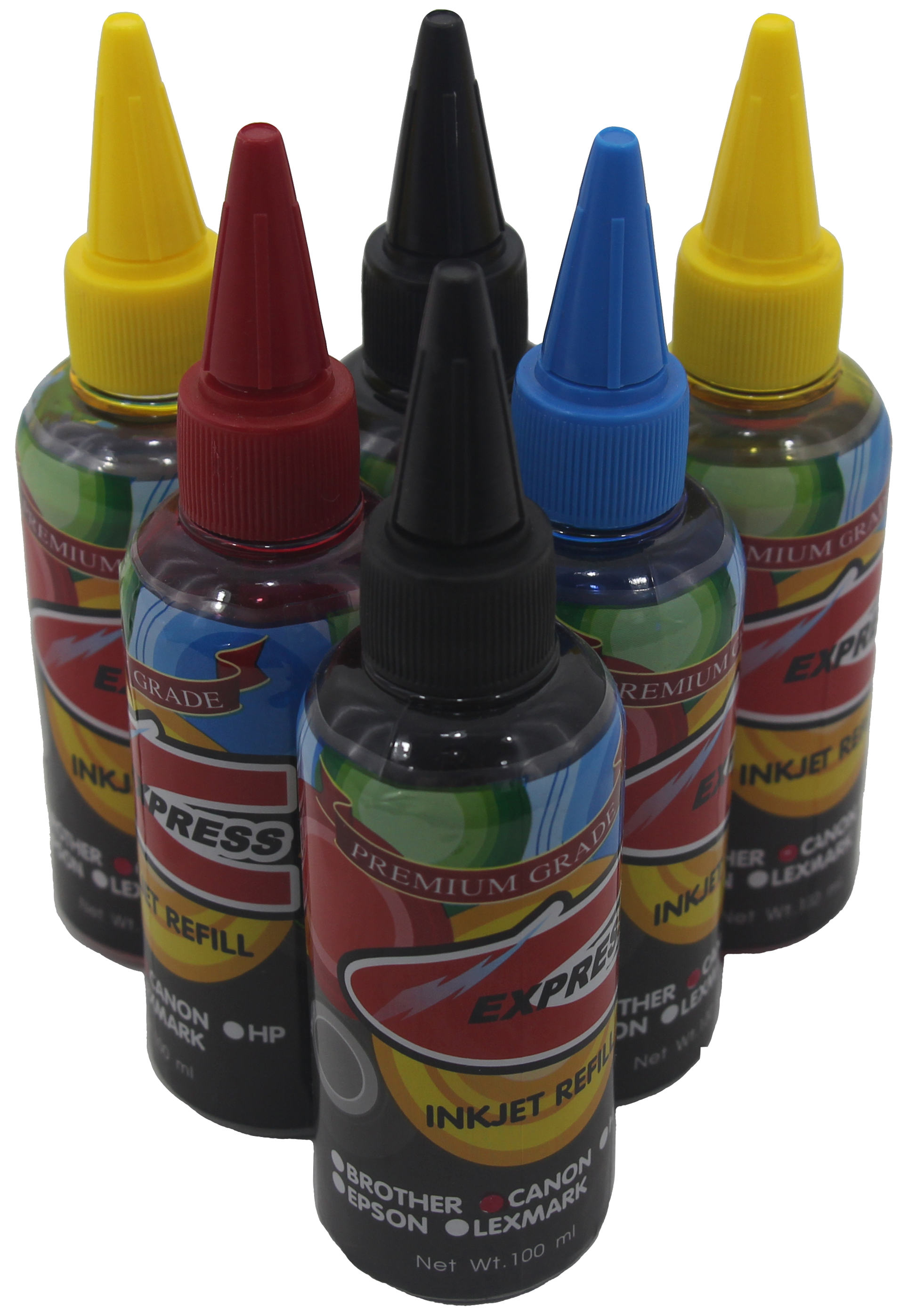 CANON น้ำหมึกเติม EXPRESS INKJET REFILL FOR CANON สำหรับเครื่องพิมพ์แคนนอน ขนาด 100ML BK/C/M/Y/LC/LM 500 กรัม