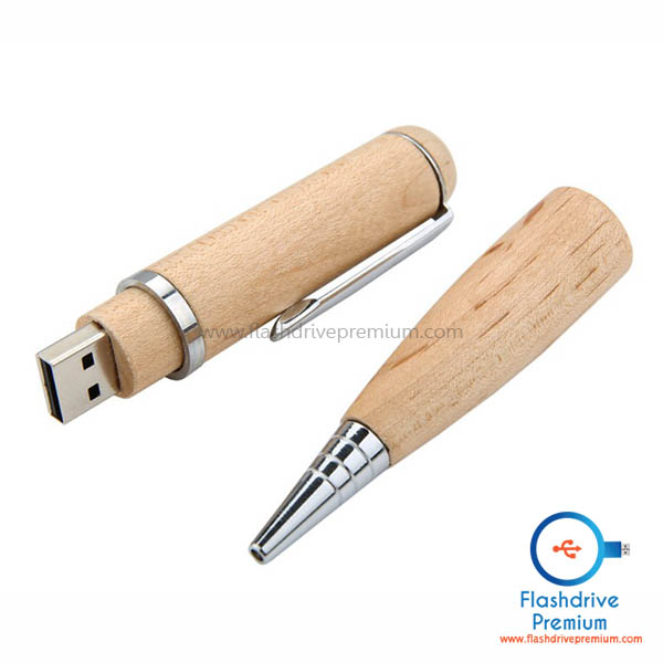 แฟลชไดร์ฟปากกาไม้ (Wooden Pen Flash Drive)