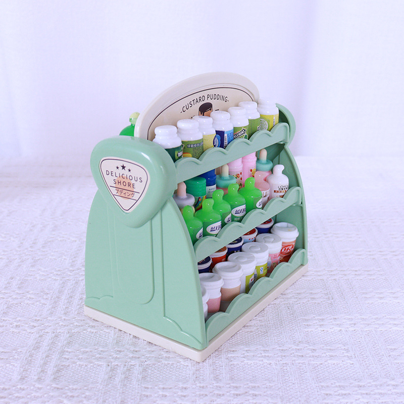 เฟอร์นิเจอร์จิ๋วสีขาวเขียวชั้นวางหนังสือจิ๋วสำหรับนักสะสมของจิ๋ว ตกแต่งบ้านตุ๊กตา พร๊อพแต่งบ้านจิ๋วจำลอง