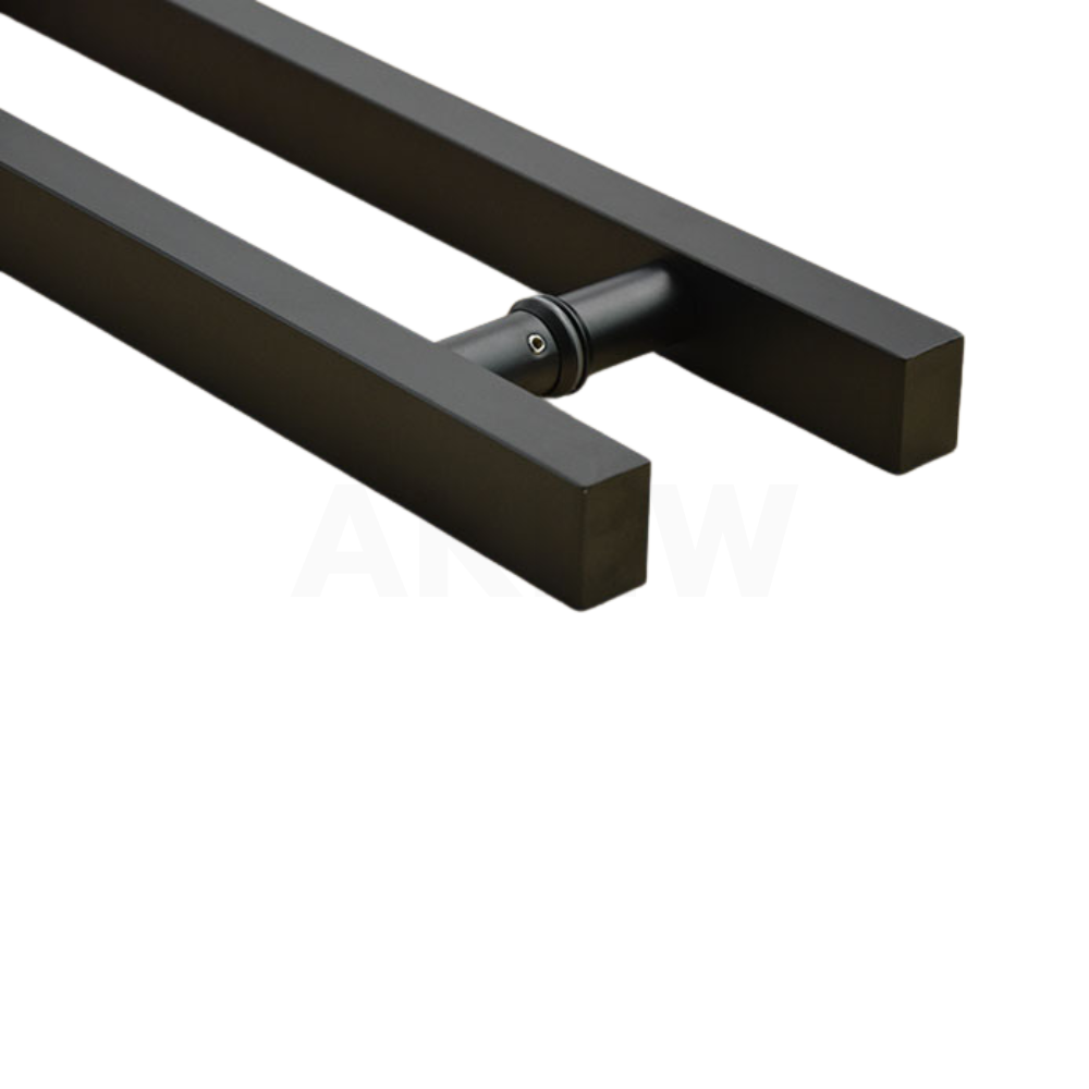 มือจับประตูกระจก/ประตูอลูมิเนียม KingsMan แบบเหลี่ยม สแตนเลส สีดำด้าน [ขายปลีก/ส่ง ราคาถูก]