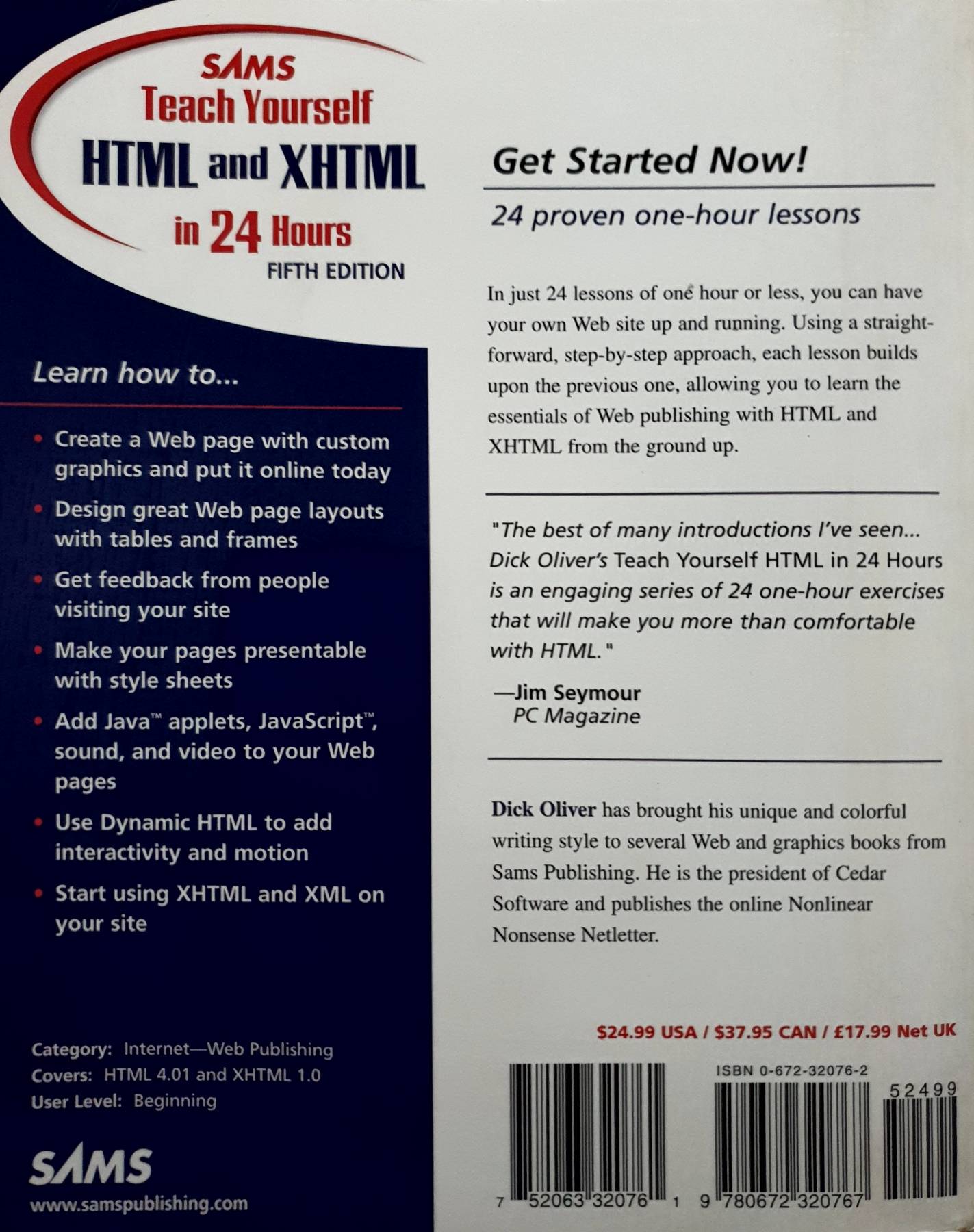 Sams Teach Yourself HTML in 24 Hours : Dick Oliver