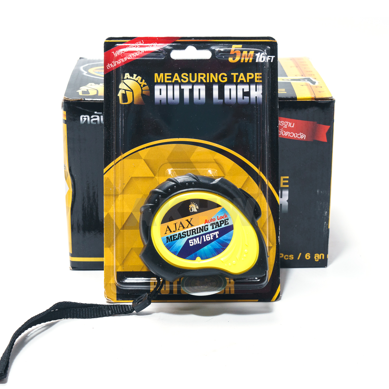 ตลับเมตร AJAX รุ่นออโต้ล็อค ขนาด 5/7.5เมตร หุ้มยาง แข็งแรงทนทาน ได้รับมาตรฐานสำนักงานกลางชั่งตวงวัด [ขายส่ง]