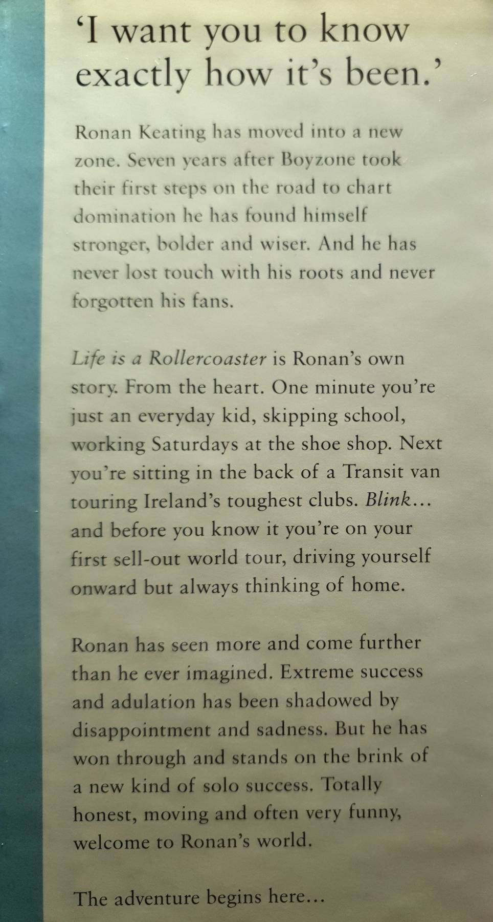 Ronan Keating By Ronan Keating Life is a Rollercoaster (1st Edition) [Hardcover]