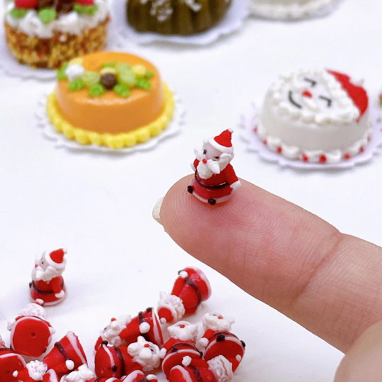10 pieces Miniature dollhouse Santa made clay polymer size 1:12