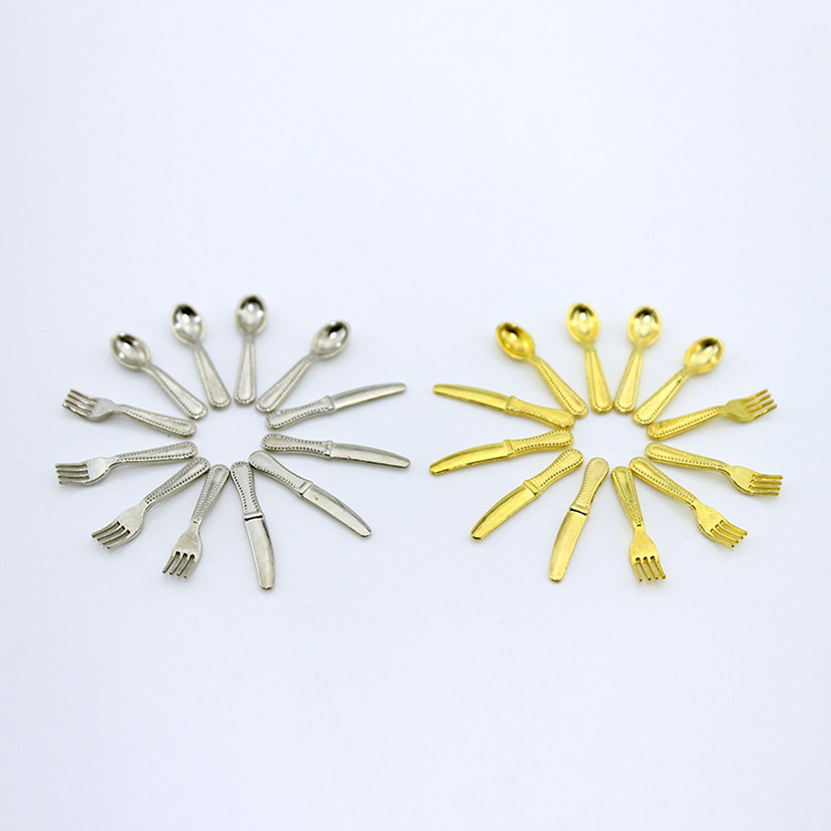 ช้อนจิ๋วอาหารของเล่นฉากรุ่น ob11 เด็กอุปกรณ์เสริม House MINI รูปแบบโลหะ Western Tableware สำหรับสะสมเท่านั้น