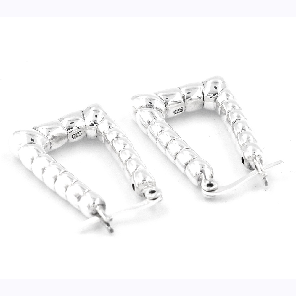 Ripple Chunky Hoop Earring Silver Formed Light-Weight For Women.