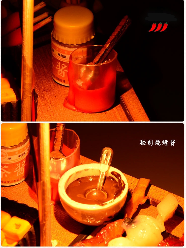 ร้านขายบาร์บีคิวโบราณสไตล์ญี่ปุ่นงานจิ๋วจำลองเสมือนงานจริงเป็นโมเดลจำลองสำหรับนักประดิษฐ์ ROAST HOTDOG DELICIOUS