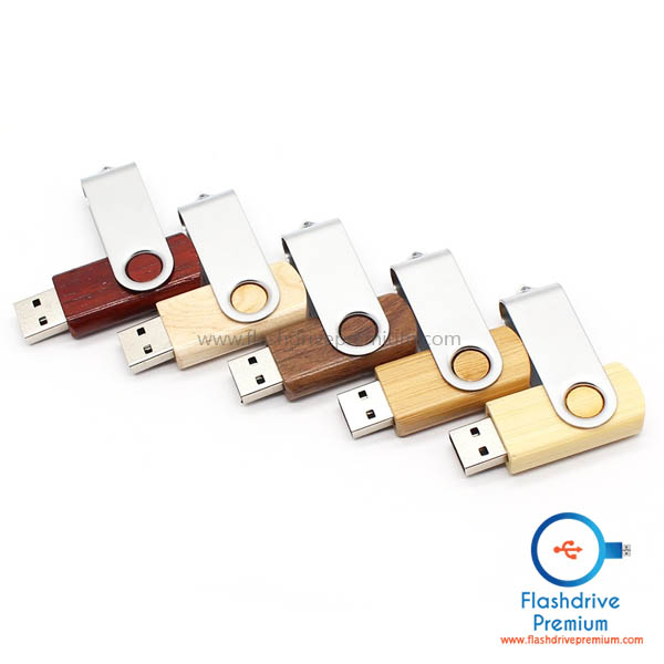 แฟลชไดร์ฟไม้ หมุนได้ V.2 (Wooden Flash Drive)
