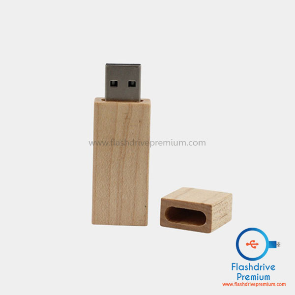 แฟลชไดร์ฟไม้ ทรงสี่เหลี่ยม (Wooden Flash Drive)