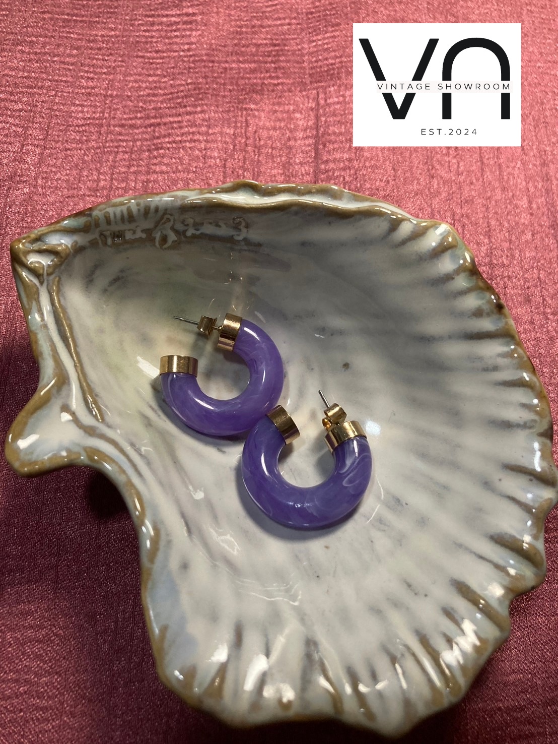 J00001 ต่างหูวินเทจ Vintage Earrings (เฉพาะตุ้มหู ไม่รวมเปลือกหอยด้านหลังนะคะ) J00001