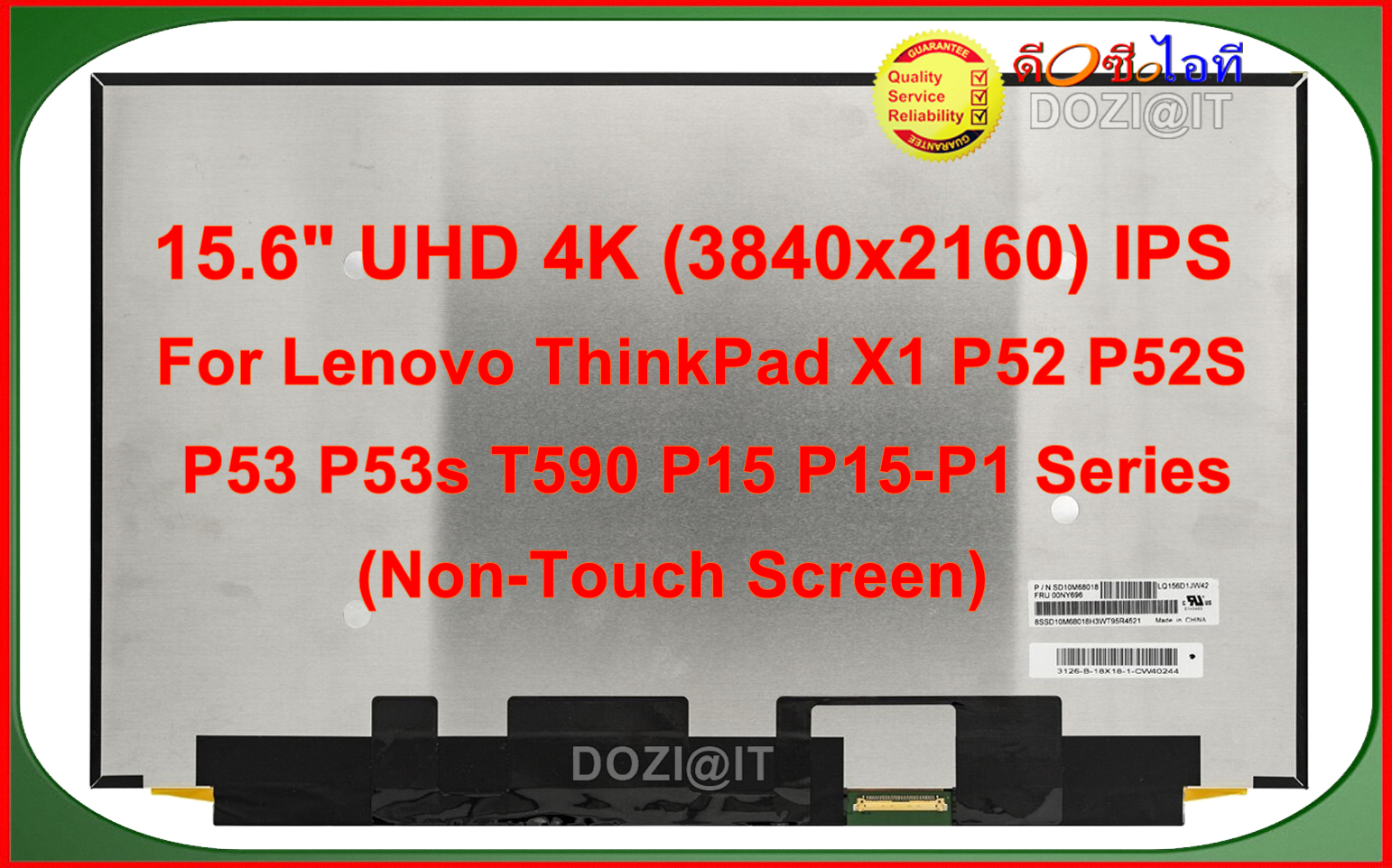 จอโน๊ตบุ๊ค•LCD Notebook 15.6" for Lenovo ThinkPad X1 P52 P52S P53 P53s T590 Series FRU 00NY694 MSI Prestige 15 A10SC Screen 3840x2160 UHD 4K LED Panel