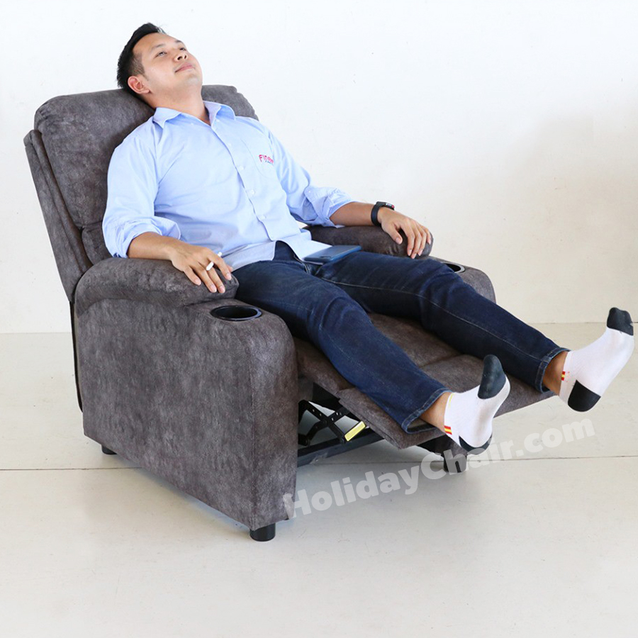 เก้าอี้พักผ่อน โซฟารีไคลเนอร์ มีที่วางแก้ว เก้าอี้โซฟา โซฟาเดี่ยว เก้าอี้เอนหลัง โซฟาปรับนอน โซฟาเบด โซฟาเก้าอี้ เก้าอี้นวม HC-054 (สีเทา)