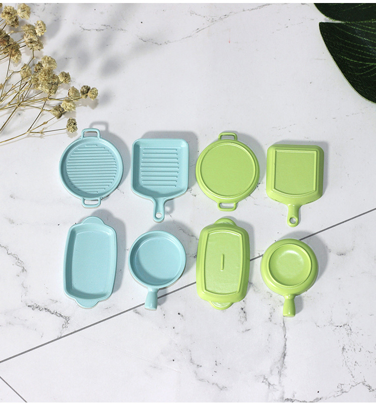 Set กระทะ ถาด จิ๋ว สีฟ้าเหมาะสำหรับนักปั้นดินจิ๋ว นักปั้นอาหารจำลอง และนำไปสะสมของจิ๋ว