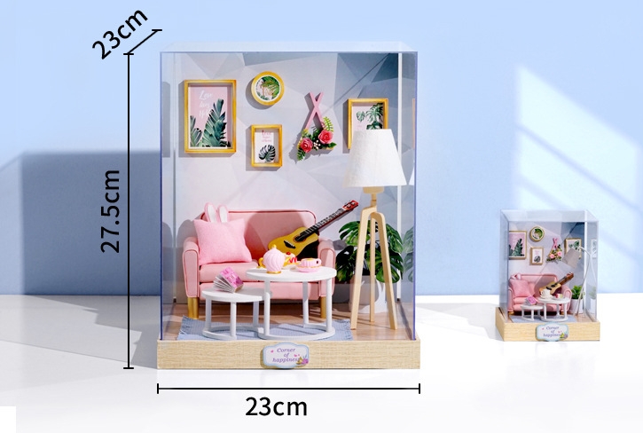 โมเดลห้องนั่งเล่นสายดนตรีในมุมห้องสีชมพูแสนหวาน Dining guitar classic room