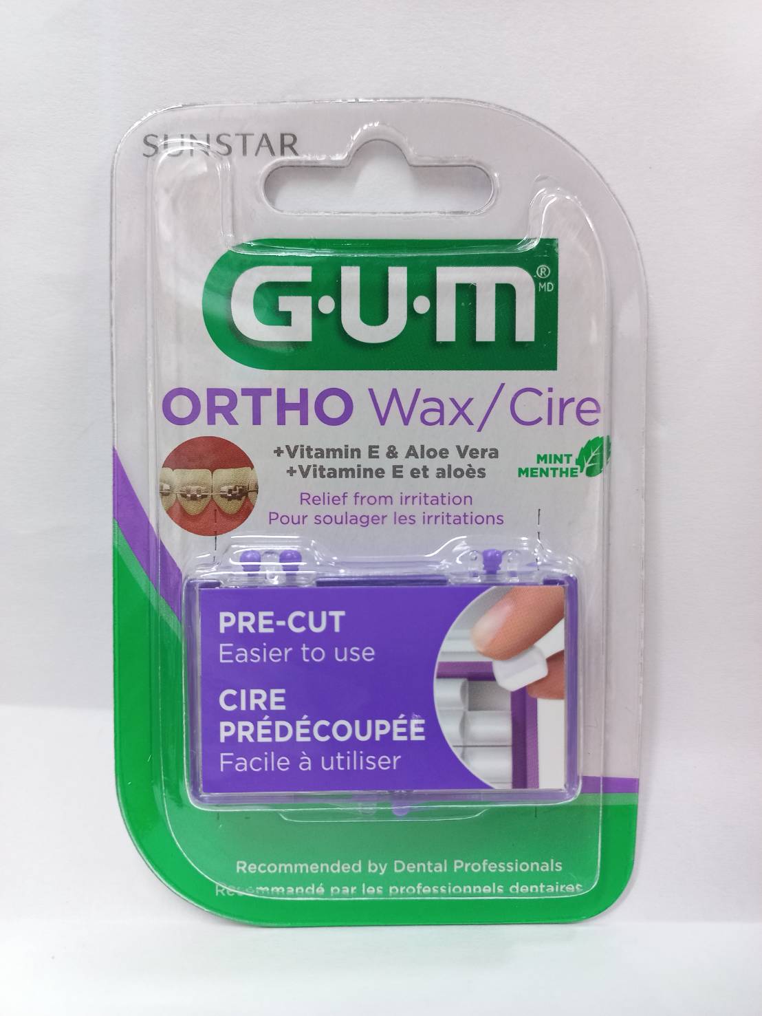 ORTHO WAX/CIRE mint GUM ขี้ผึ้งจัดฟัน ออร์โธดอนทิก แวคซ์ +วิตามินอี+อโลเวร่า