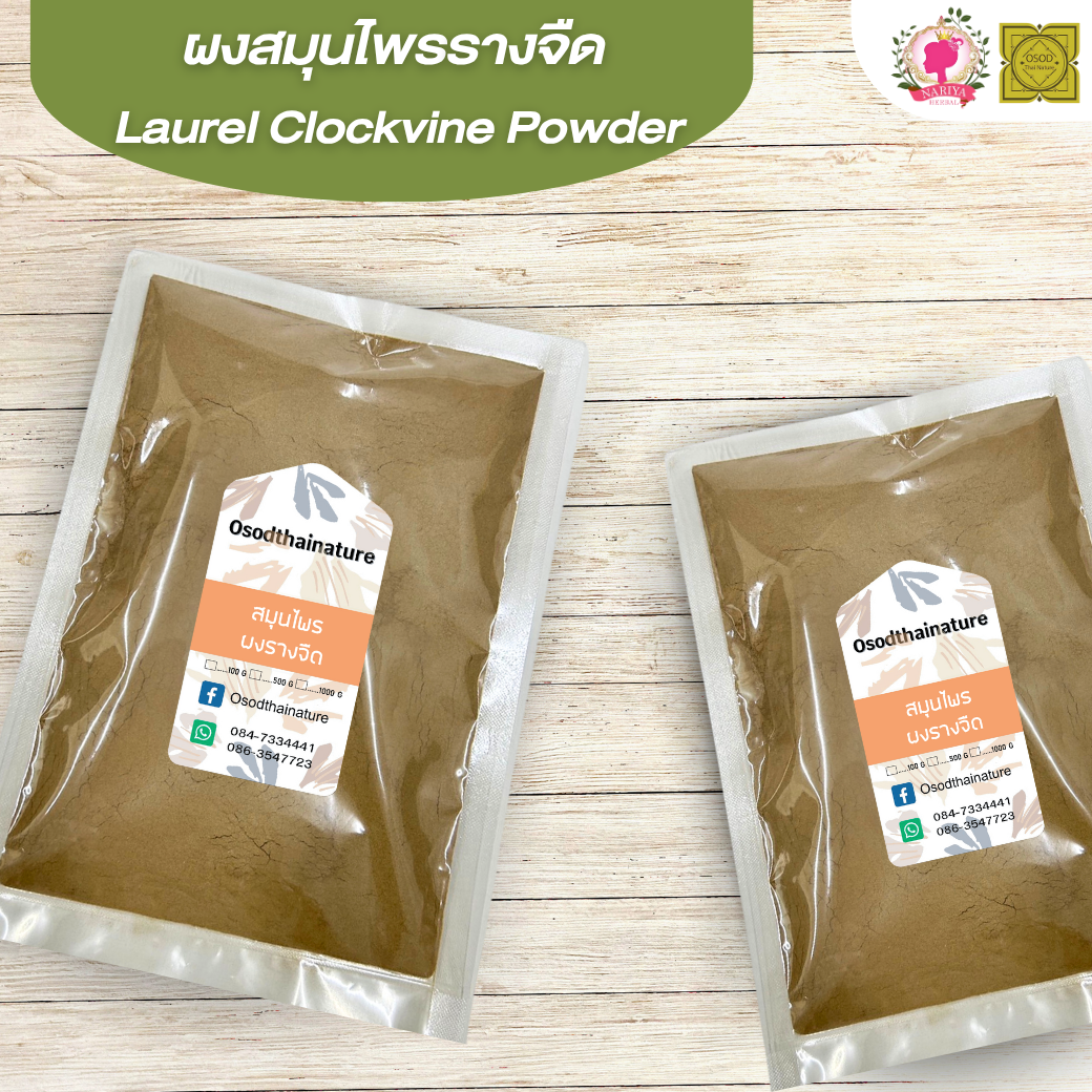 ผงรางจืด (Blue Trumphet Vine Powder) ขนาด 500 1000 กรัม รางจืด บดละเอียด สมุนไพร แท้ 100% FG-HBP-079