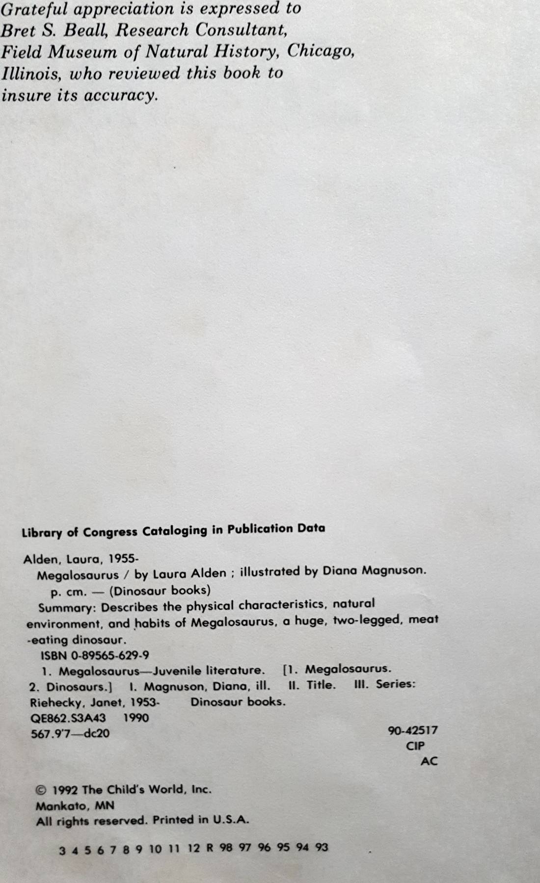 Megalosaurus (Dinosaur Books) Library Binding , 1992 English Edition by Laura Alden