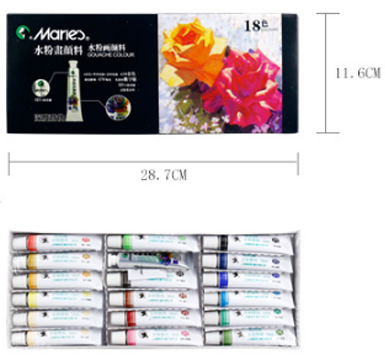 สี Marie's Gouache หลอดอลูมิเนียม 12ML/หลอด กล่องละ 18สี