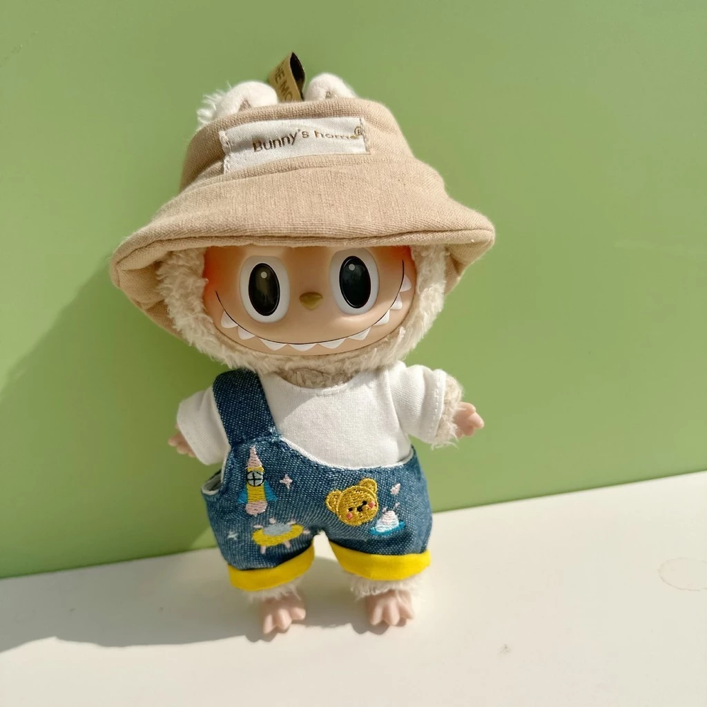 เสื้อผ้าชุดแต่งกายตุ๊กตาลาบูบู้Spot 17 cm labubu blind box ตุ๊กตาเปลี่ยนน่ารักการ์ตูนตุ๊กตาjumpsuitกระเป๋าหมวก