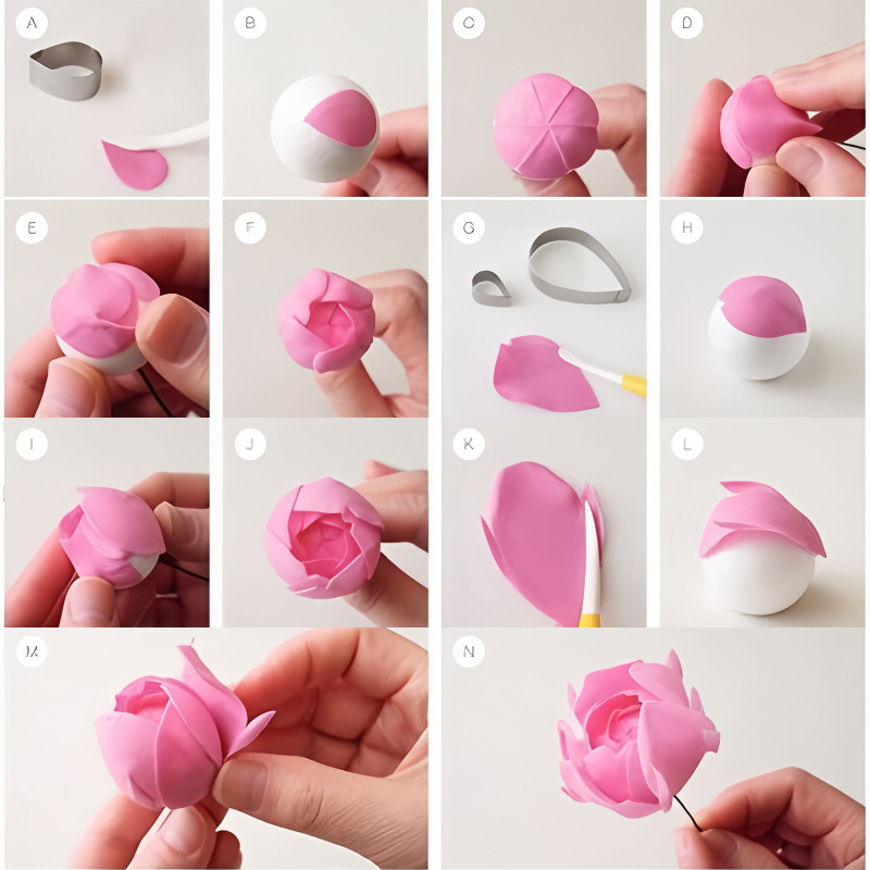 แม่พิมพ์สแตนเลสดอกไม้ประดิษฐ์เป็นแม่พิมพ์ดอกกุหลาบทำเค้กสำหรับนักประดิษฐ์งานเกรดส่งออกยุโรปAustin Rose Petal Mould A-428